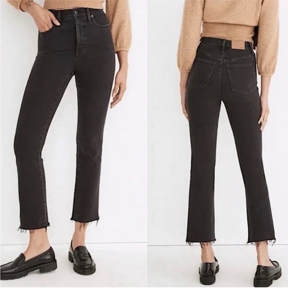 Madewell Denim - Madewell Cali Demi-Boot Jeans – Black Wash, Raw/Chewed Hem